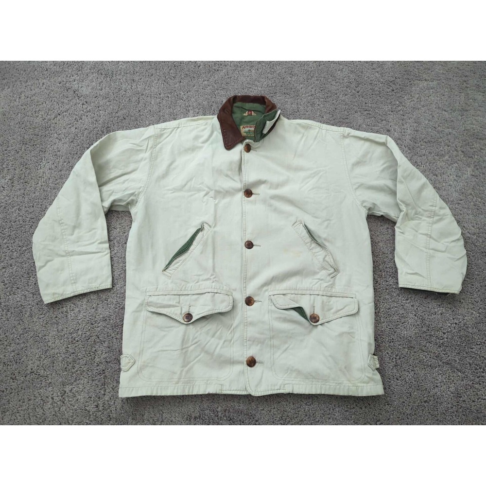 Vintage Adirondack by Savile Row Field Jacket Mens XL‎ Ivory Made in Philippines